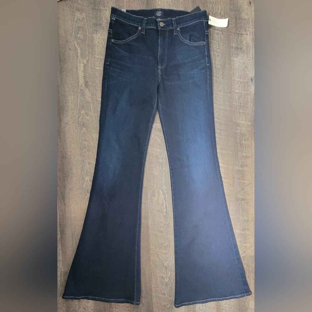 Citizens Of Humanity Chloe Mid Rise Super Flare Jean's Women's 28 Dark Blue Wash - Picture 6 of 16